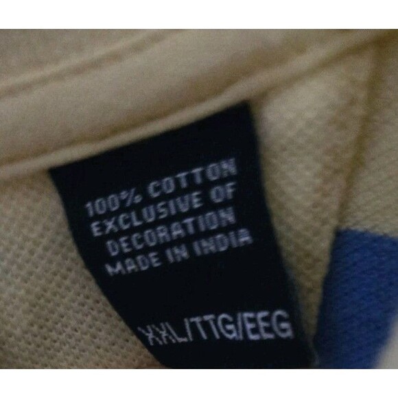 Chaps Mens Golf Polo Shirt Top Size XXL 2X 2XL Pastel Yellow Blue Stripes Spring - Picture 7 of 12